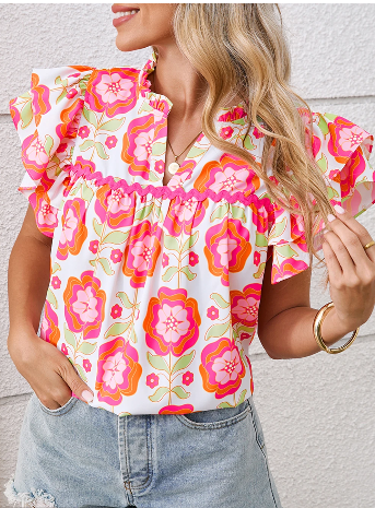 Rose Boho Floral Top