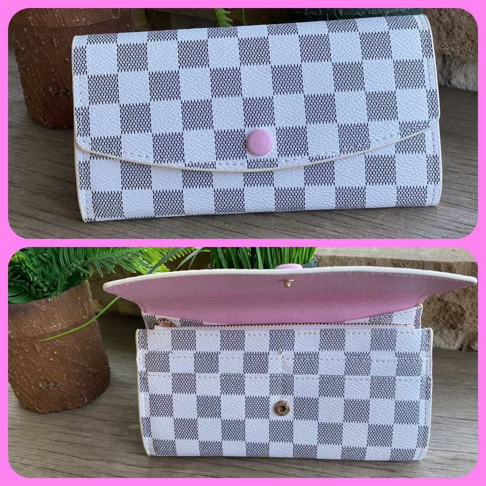 Checkered Snap Wallet - Large