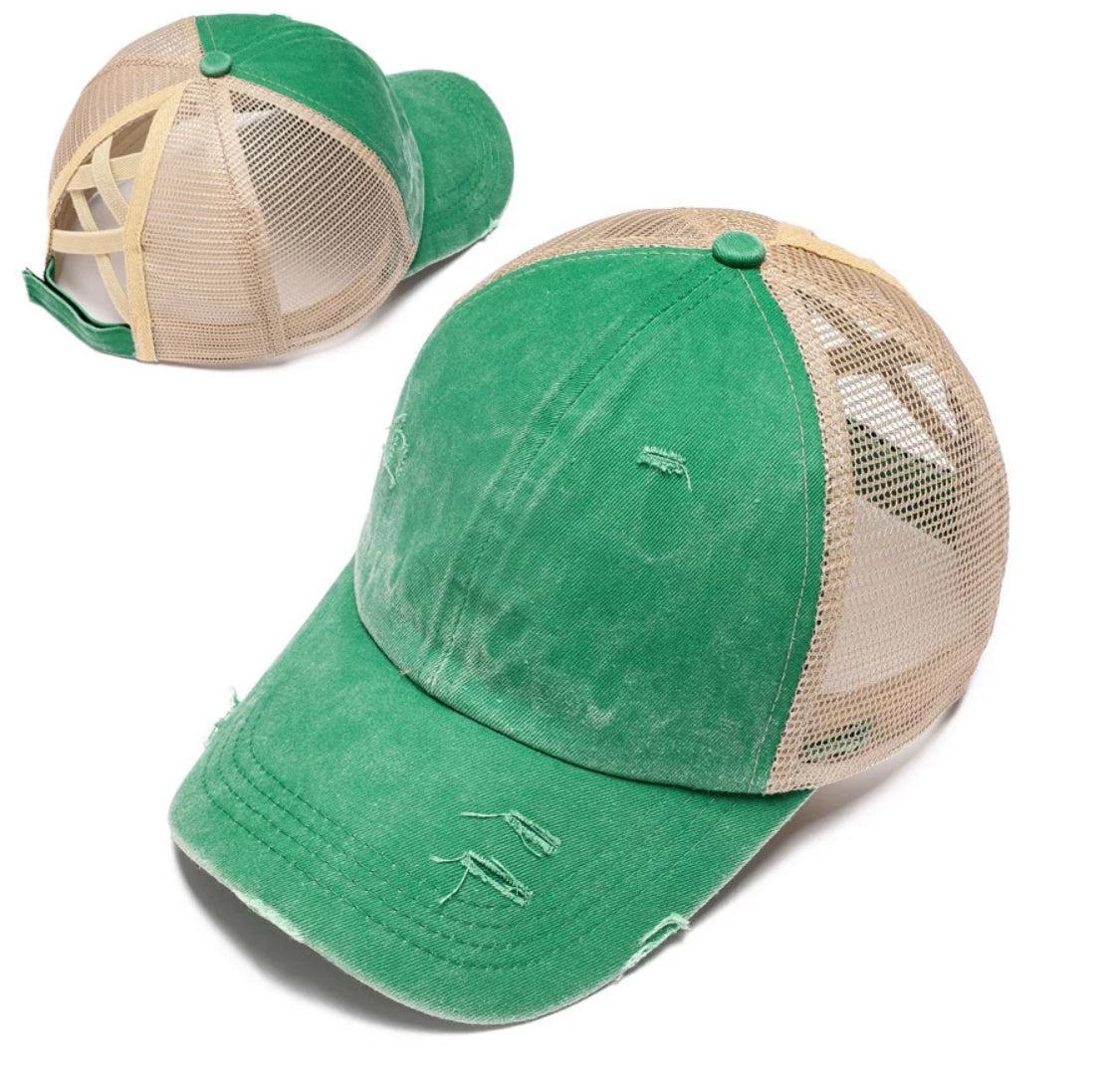 Ponytail Criss Cross Baseball Hat - SOLID