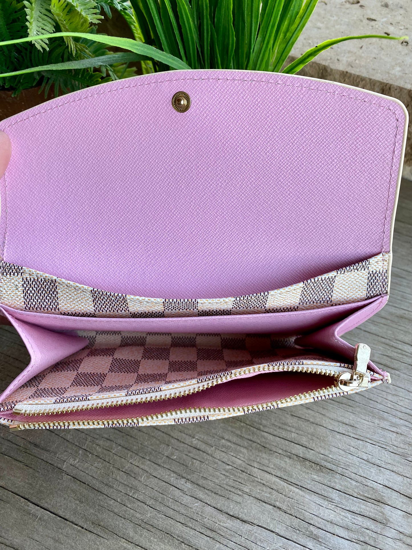 Checkered Snap Wallet - Large
