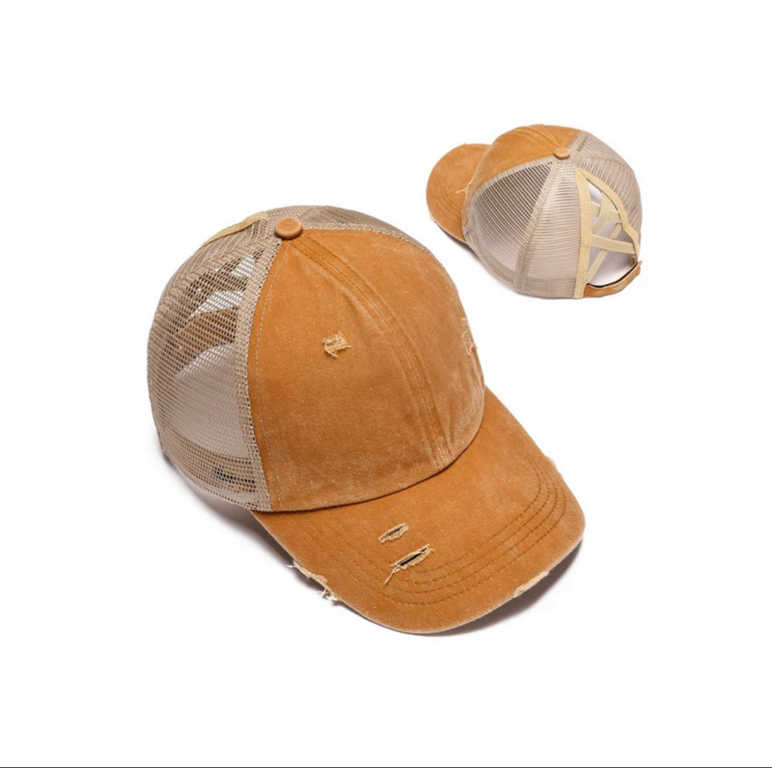 Ponytail Criss Cross Baseball Hat - SOLID