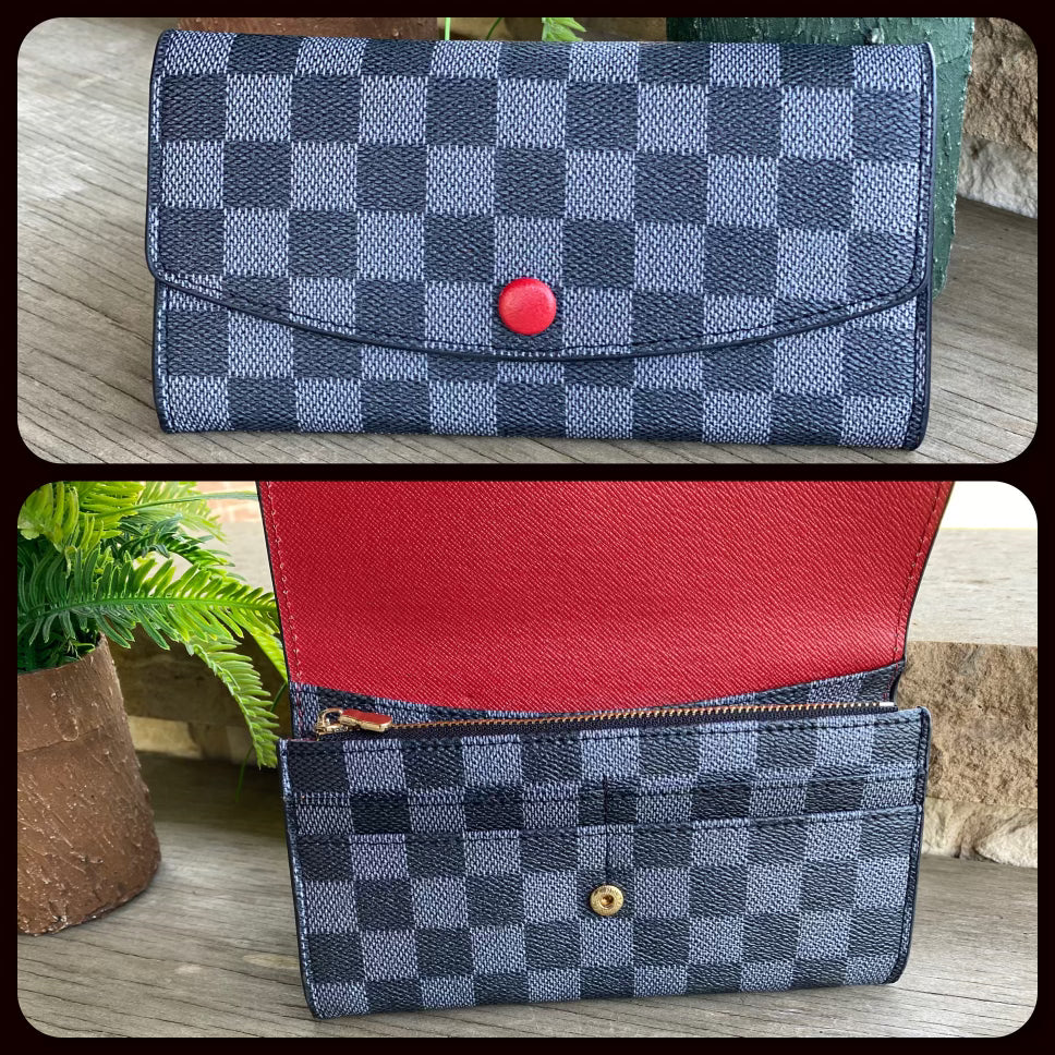Checkered Snap Wallet - Large