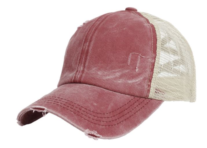 Ponytail Criss Cross Baseball Hat - SOLID