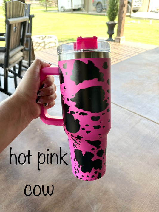 40 oz Tumbler Cow Print