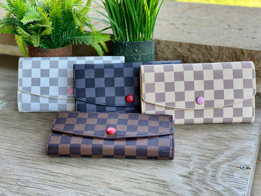 Checkered Snap Wallet - Large