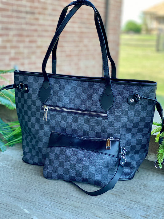 Checkered Tote Set