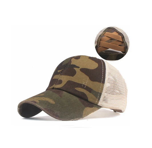 Ponytail Criss Cross Baseball Hat - PATTERN