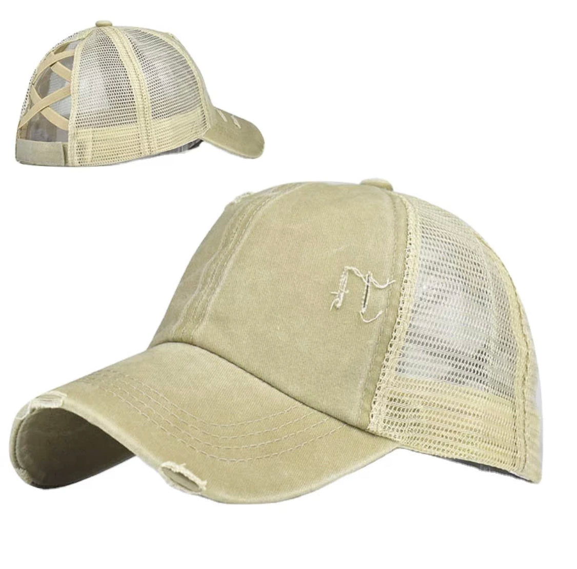 Ponytail Criss Cross Baseball Hat - SOLID